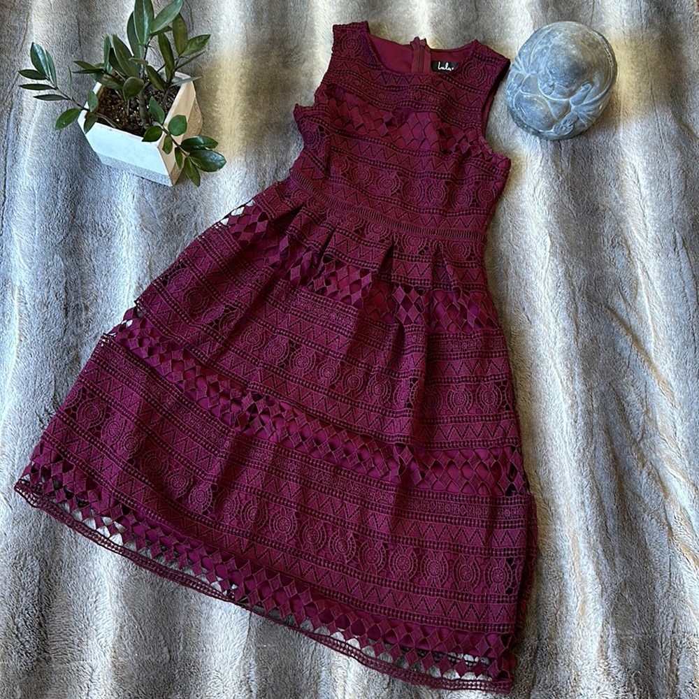 Maroon Lace Lulus Dress